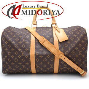 Louis Vuitton Monogram Keepall Bandouliere Boston Bag Brown